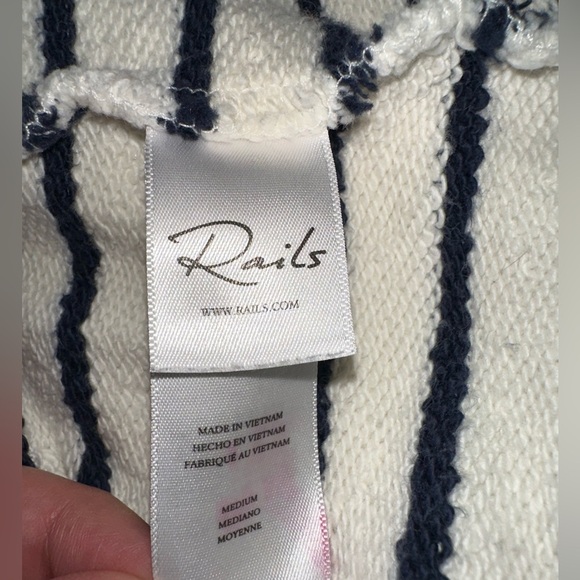Rails Joan Sailor Stripe Navy Cotton Sweatshirt Size Medium - Picture 9 of 10